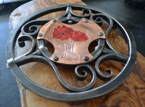 Poppy, Trivet, Art, Kitchen, Interior, Blacksmith, Copper, Art,